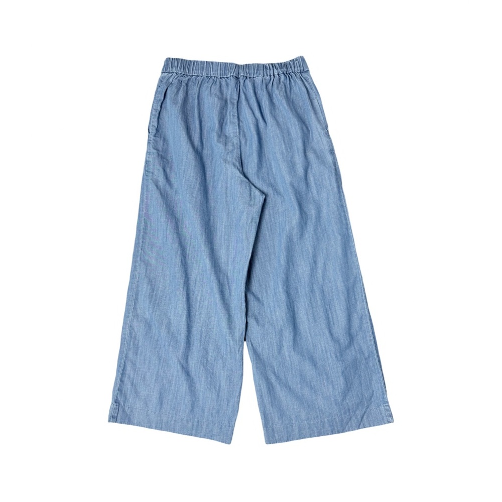 J. Crew Wide-Leg Pull-On Cropped Chambray Pants Nautical Preppy Travel - Picture 5 of 9